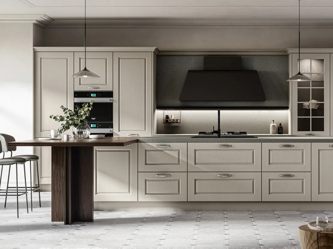 Cucina Classica con isola Asolo 03 in laccato e laminato di Arredo3