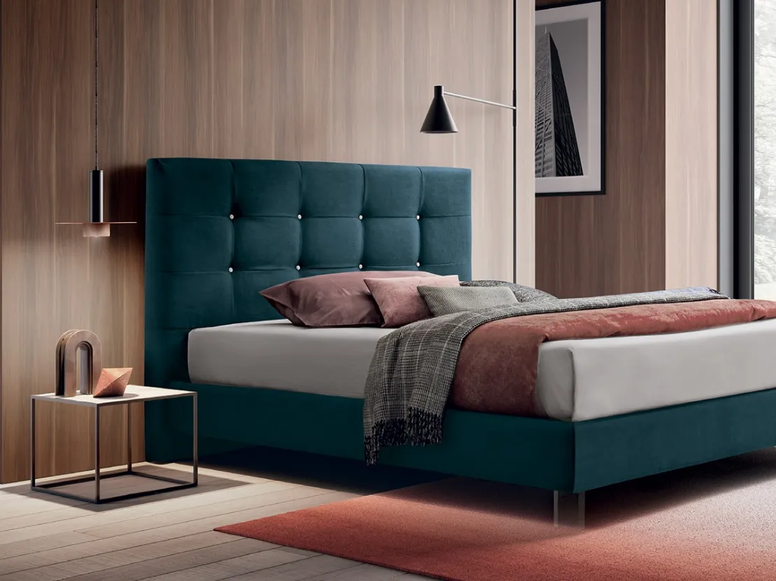 Letto in tessuto con testiera importante Dennis di Felis