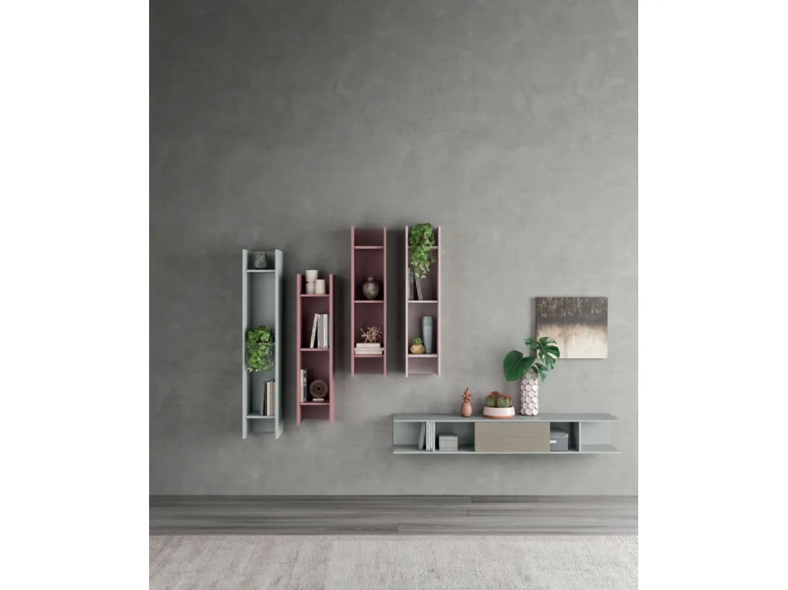 Pensili sospesi in laccato opaco multicolore rosa/azzurro di Orme