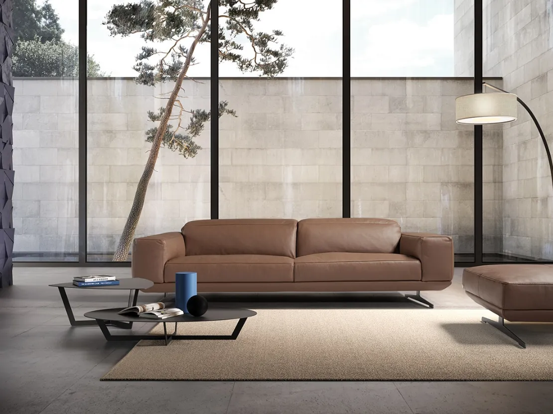 Divano lineare in pelle Gloria di Egoitaliano