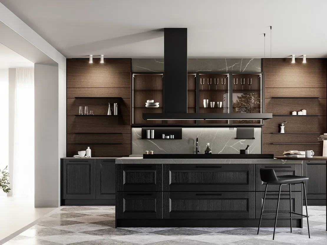 Cucina Classica in laccato a poro aperto con isola Gioiosa di Arredo3