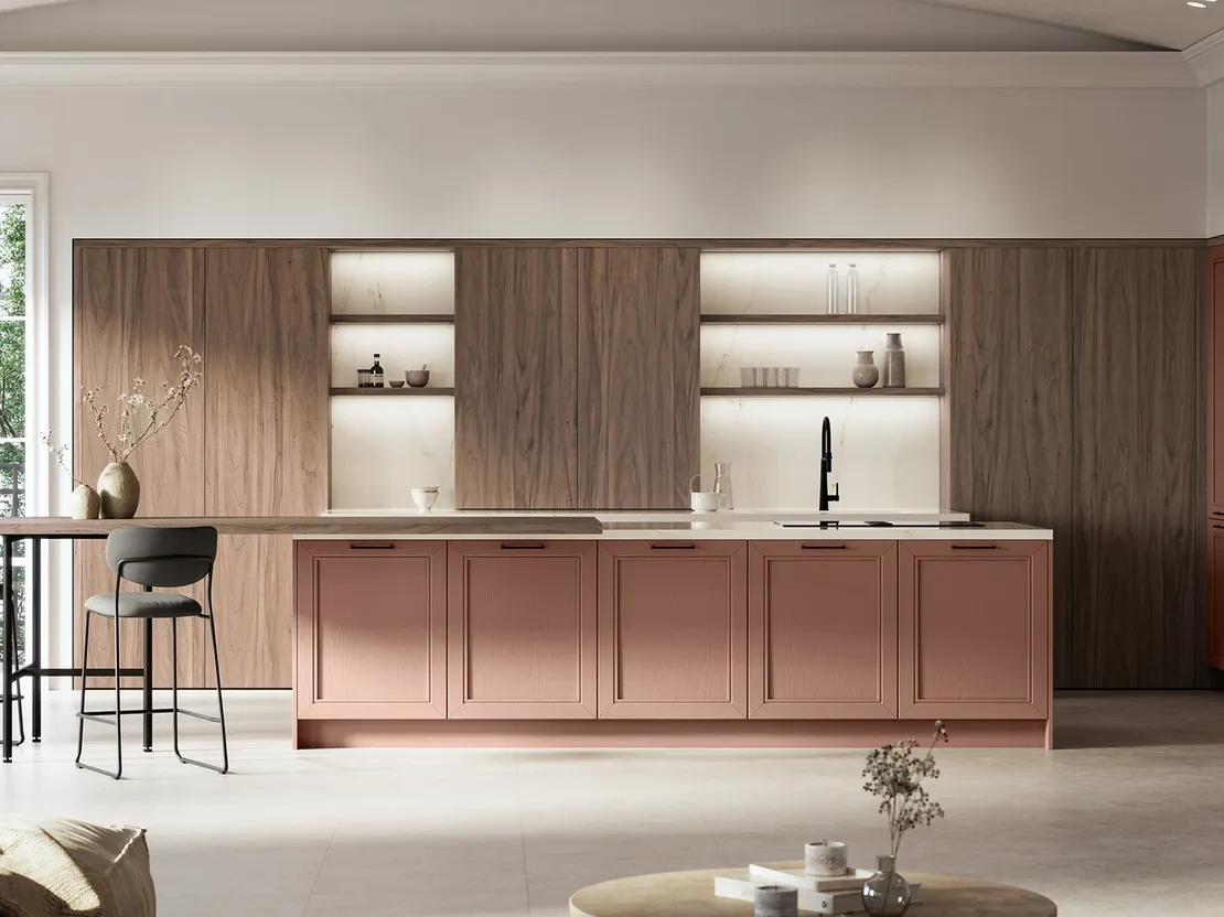 Cucina Classica in laccato a poro aperto con isola Opera di Arredo3