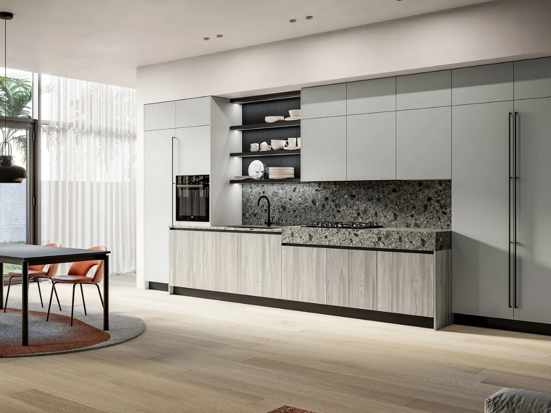 Cucina Moderna lineare Cloe 03 in laminato e laccato di Arredo3