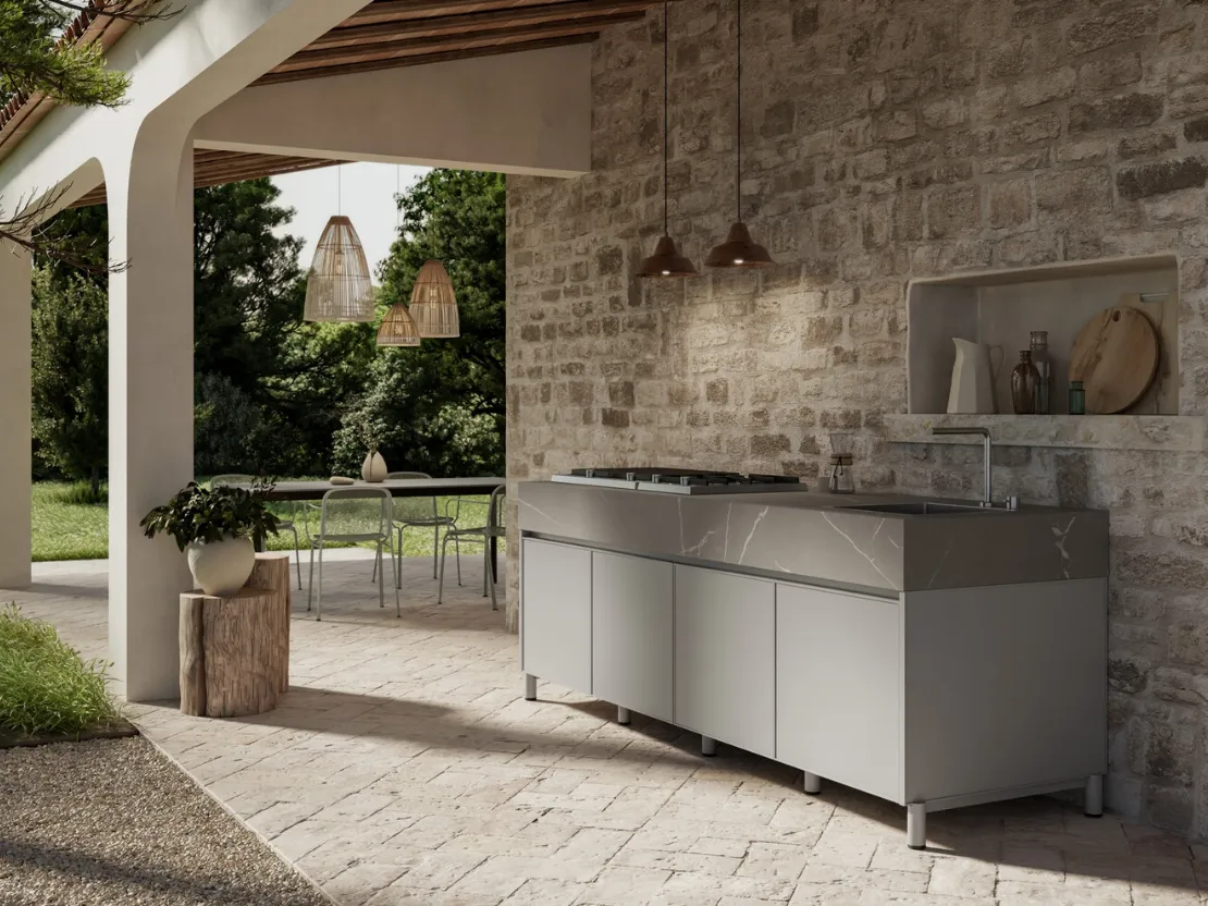 Cucina Moderna in alluminio Aura di Arredo3