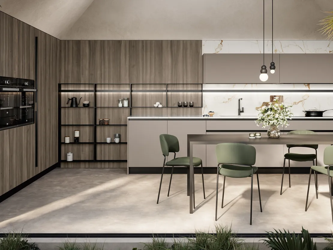 Cucina Moderna angolare in laccato e laminato Cloe di Arredo3