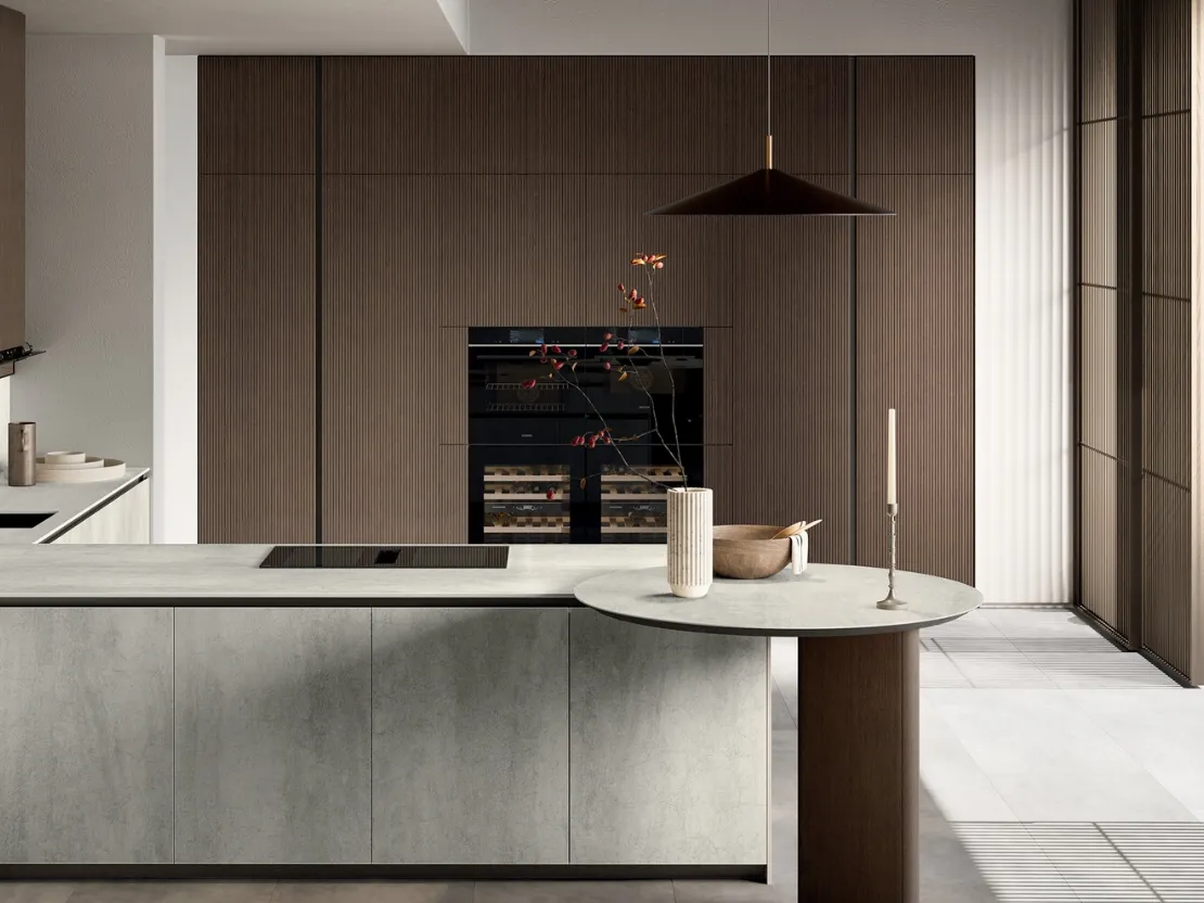 Cucina Moderna in gres con penisola Glass di Arredo3