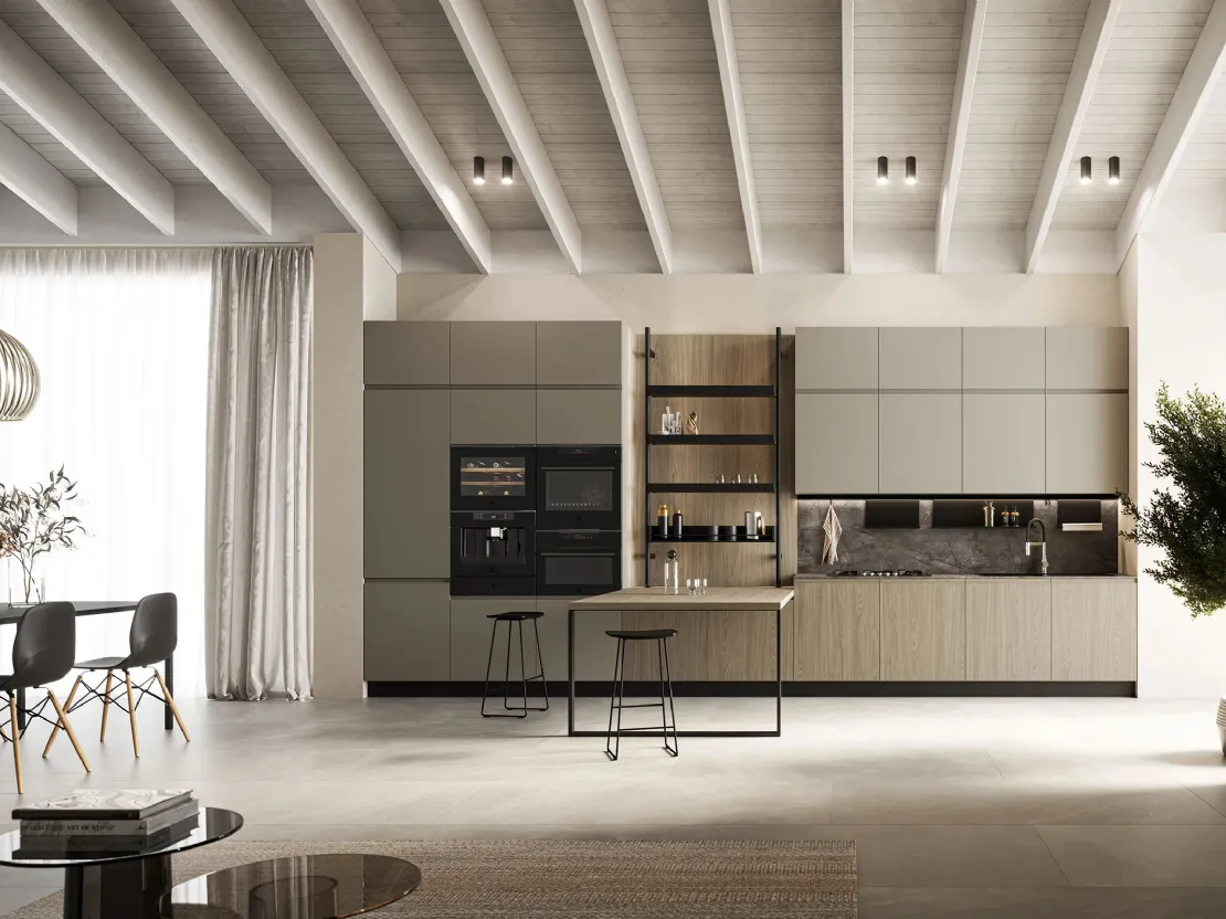 Cucina Moderna in laccato e laminato con penisola Wega 05 di Arredo3